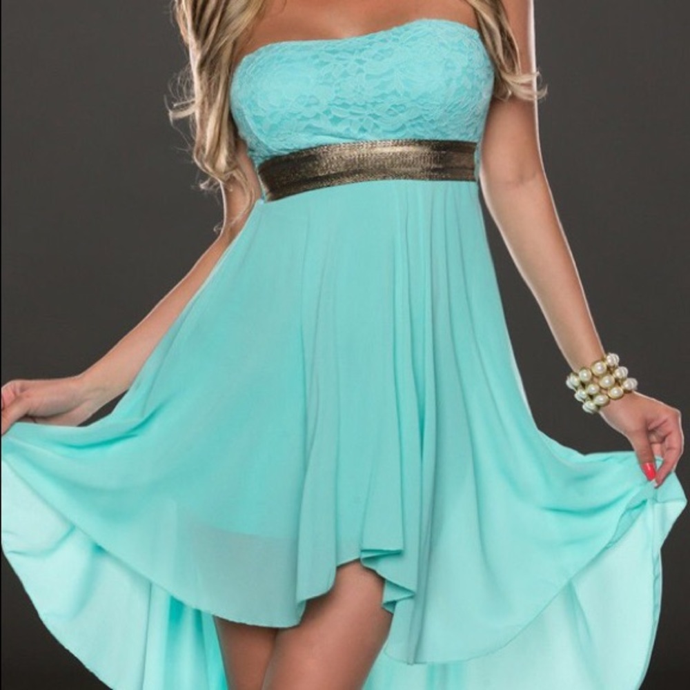 Light Blue Bandeau Swallowtail Dress